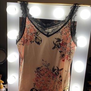 Lace strap floral print tank top